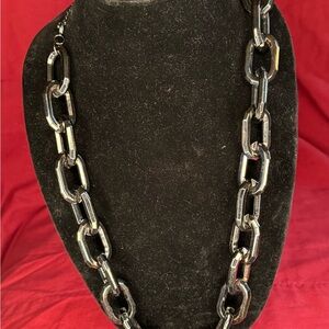 Edgy Goth Punk EMO Pewter/Black Oversized Chain Link Statement Necklace!